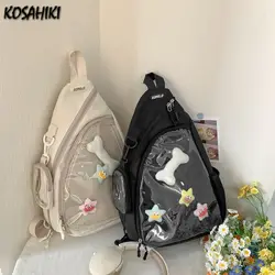 Na co dzień podróżne przezroczyste torebki na ramię z zamkiem błyskawicznym Vintage kobiety wszystkie mecze prosta torba Ita Y2k estetyczne modne torby Crossbody