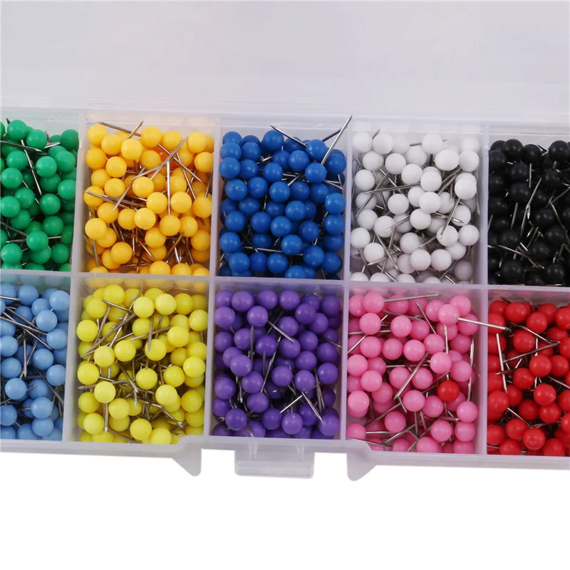 

J1UL1N 4000 Pcs Map Tacks Push Pins Plastic Head With Steel Point Cork,Board Safety Colored Thumbtack Office School Supply