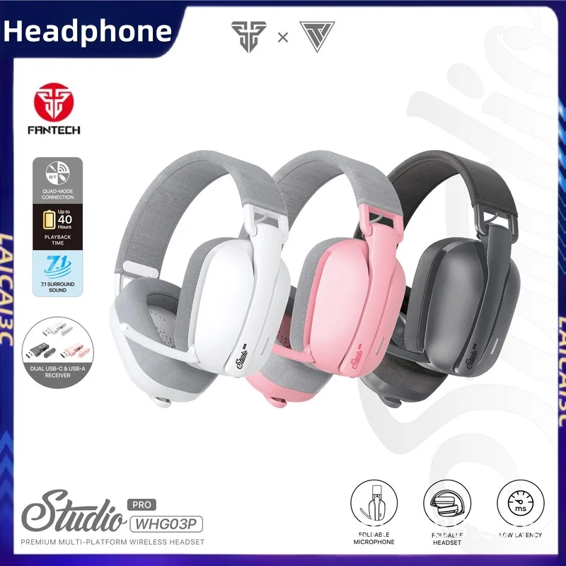 FANTECH WHG03Pro Wireless Gaming Headphone Quad Mode 7.1 Surround Sound Low Latency Lightweight Suitable Phone PC SWITCH Players