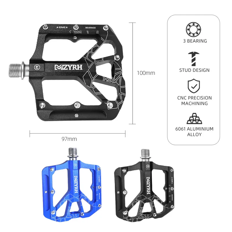 MZYRH Bicycle Pedals Ultralight Anti-slip CNC BMX MTB Road Bike Pedal Cycling Sealed Bearing Pedals Bicycle Accessories