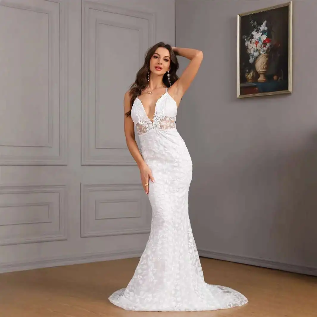 

Новое женское сексуальное облегающее свадебное платье без рукавов со шлейфом, летнее платье 2025, вечерние летние элегантные повседневные Y2k