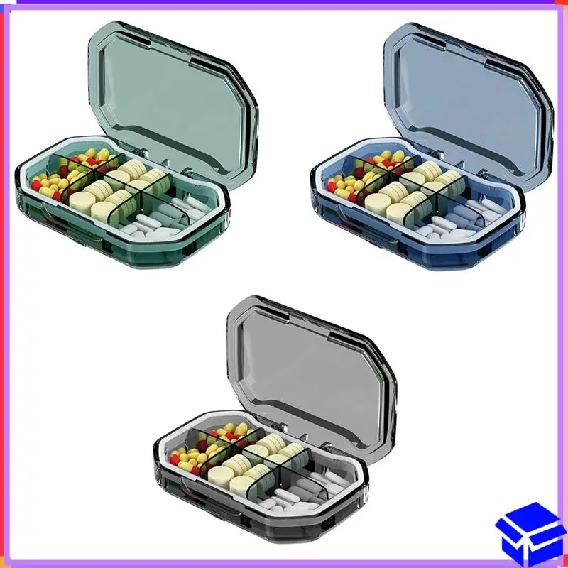 

Reliable 6 Grid Portable Medicine Box Large Capacity Sealed Transparent Moisture Resistant Pill Small Jewelry Storage Box Easy T