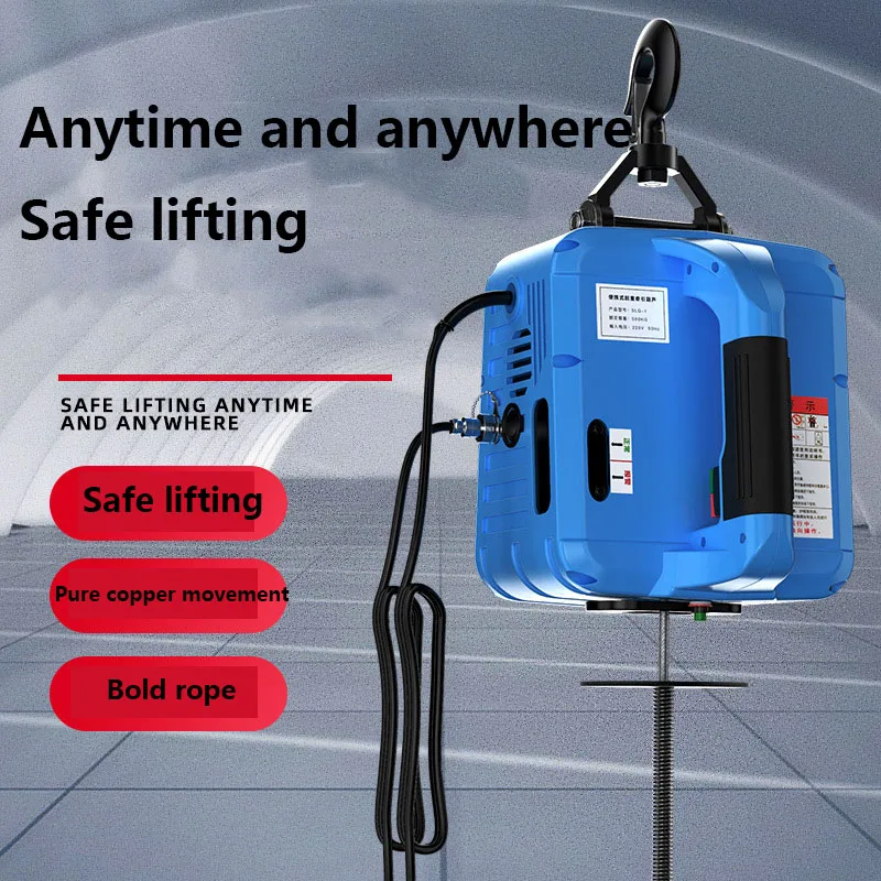 

Miniature Electric Hoist 220V Portable Traction Small Crane 8M Wire Control Small Lifting Hoist Home Remote Control Crane