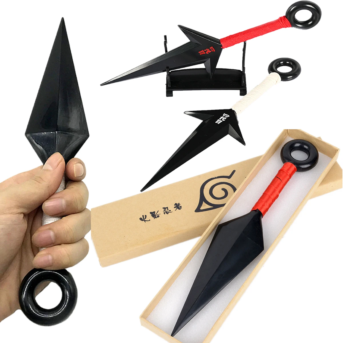 Naruto Kunai Weapon Display Stand Anime Uzumaki Kakashi Throwing Prop Costumes Cosplay Accessories Action Figure Plastic Kid Toy