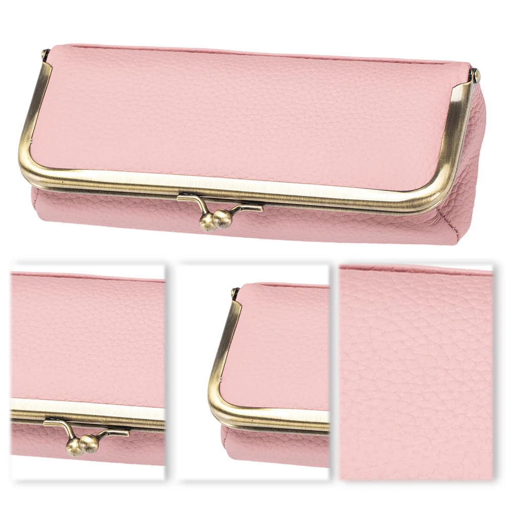 

Genuine Leather Sunglasses Case Kiss Lock Sunglasses Storage Box Portable Glasses Storage Case for Outdoor Travel
