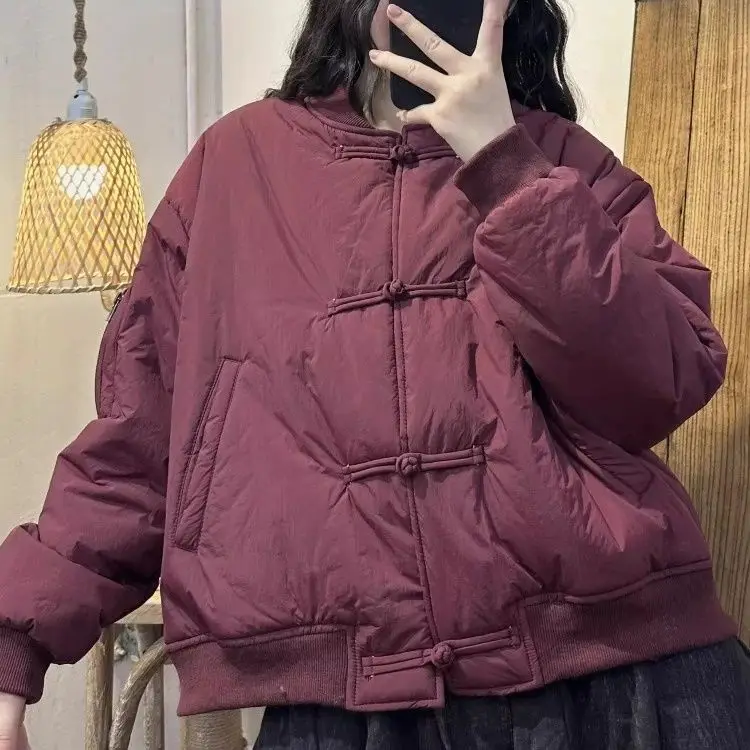 سترة مبطنة بالقطن بياقة واقفة للنساء سترة بيسبول سميكة للشتاء