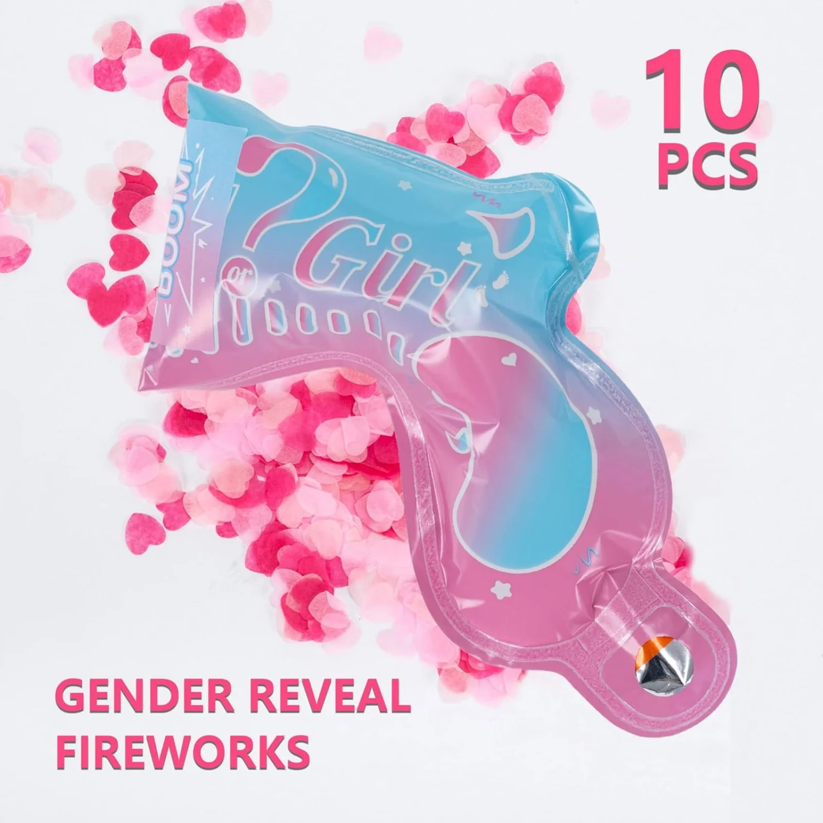 10 Stück Gender Reveal Konfetti-Ballon-Salutkanone, Er oder Sie Baby Junge oder Mädchen Party-Zubehör Dekoration – Detail 5