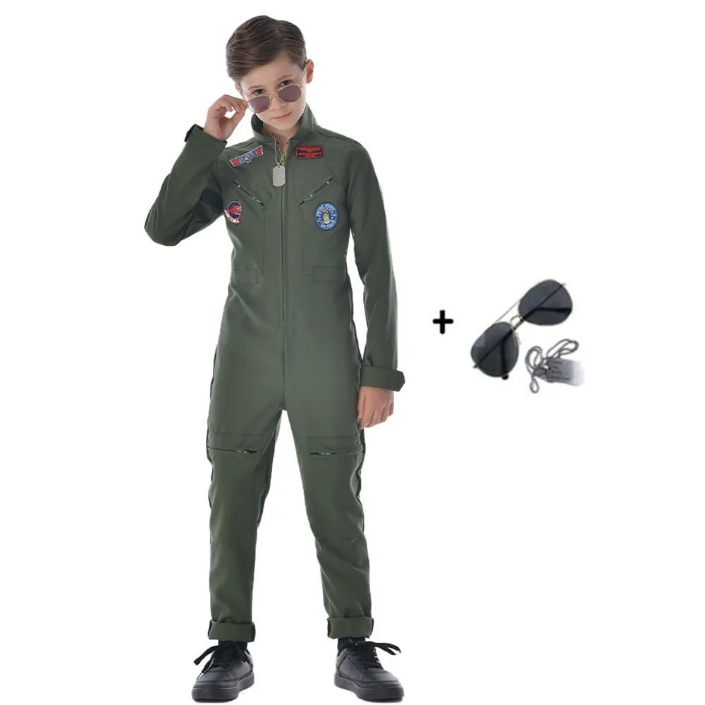 

Boys Halloween Aviator Pilot Uniform Costume Kids Children Policeman Cosplay Carnival Purim Parade Role Play Showing Party Dress