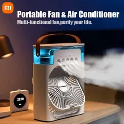 XIAOMI-ventilador portátil 3 en 1, humidificador con ajuste de aire, luz LED, aire acondicionado recargable por USB para el hogar, ventiladores hidratantes para oficina