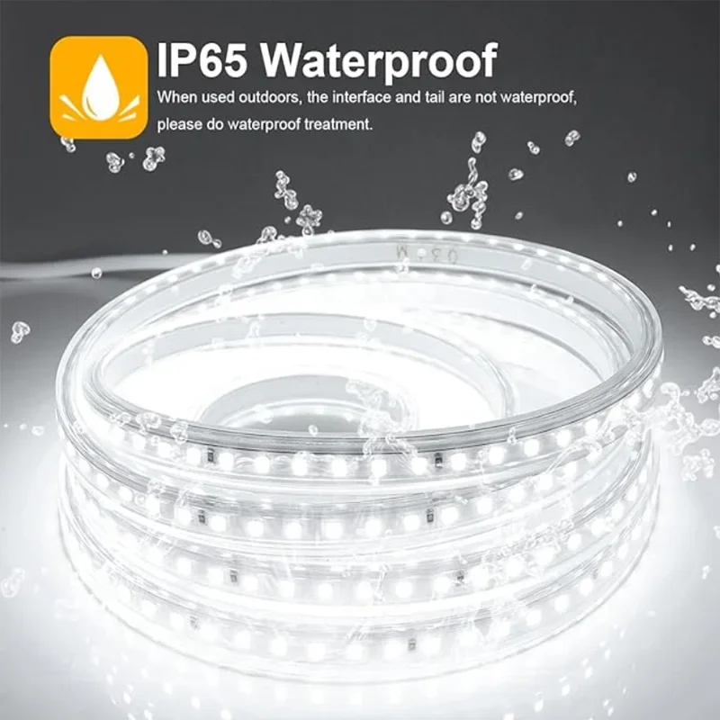 EU Plug 220V Led Strip Waterproof LED Lights Strip 220V Flexible Ribbon for Room Bedroom Kitchen Outdoor Garden Lighting