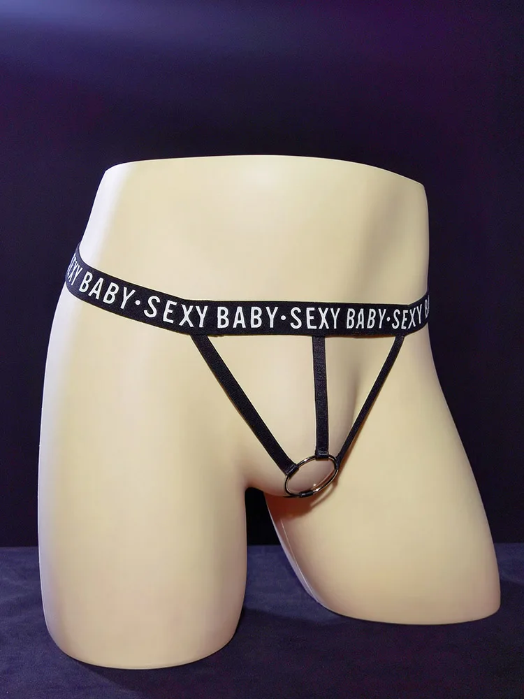 Men\'s wide waistband SEXY BABY thong sexy underwear O-ring underwear penis hole underwear bikini invisible underwear mini under