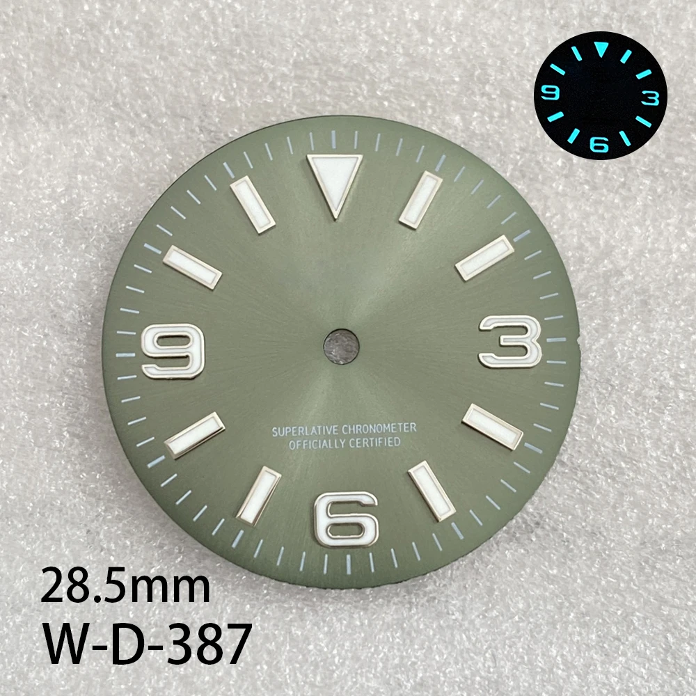 28.5 millimetri S Logo Ex Plorer Sunray Quadrante Fit NH35/NH36/4R/7S/8215 Movimento Blu Ghiaccio Luminoso Orologio Accessori di Modifica