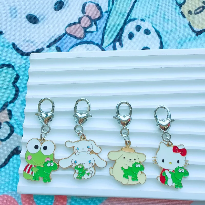 

Cute Sanrio Cartoon Metal Enamel Keychain Hello Kitty Kuromi Anime Action Figure Backpack Christmas Tree Decorative Pendant Gift