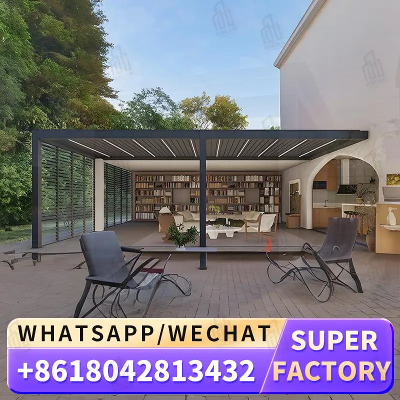 

China Modern Wholesale Outdoor Garden Gazebo with Curtains and Aluminum Pergola for Patio Backyard Picnic Louver Pergola