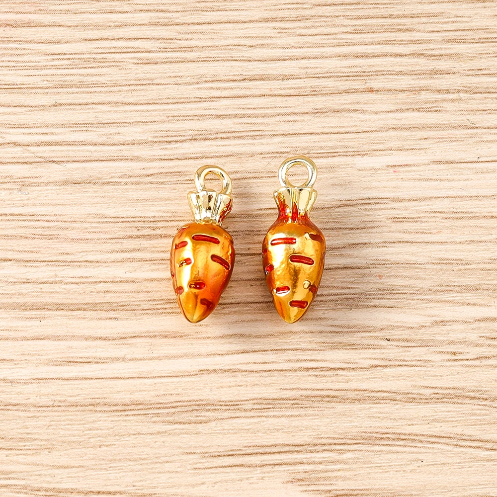 Tusember 5 Stück Emaille-Gemüse-Anhänger Pilz Karotte Aubergine Mais Paprika Charms Perlen Passend für Original-Armband DIY Schmuck – Detail 15
