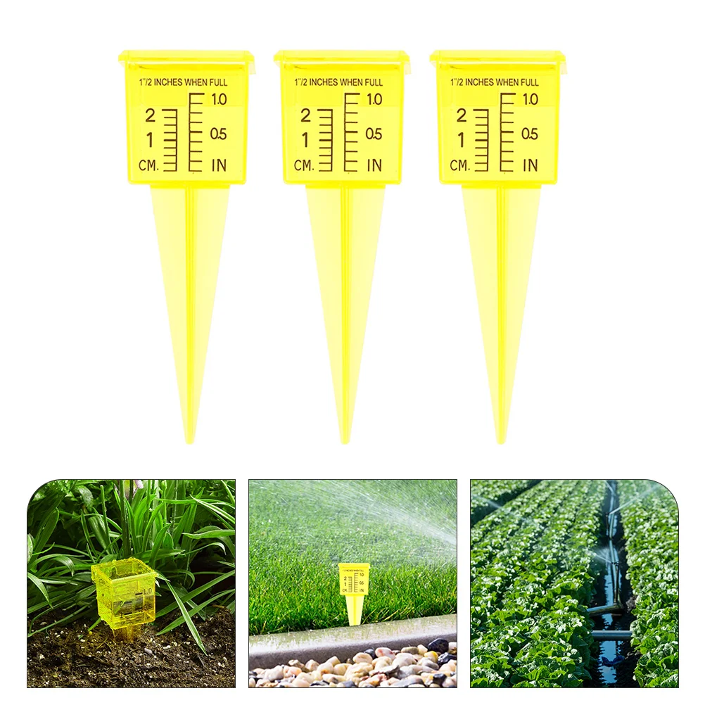 

3 Pcs Sprinkler Gauge Measuring Cups Rain Device Rainfall Stakes Tool Container Plastic Lawn Water