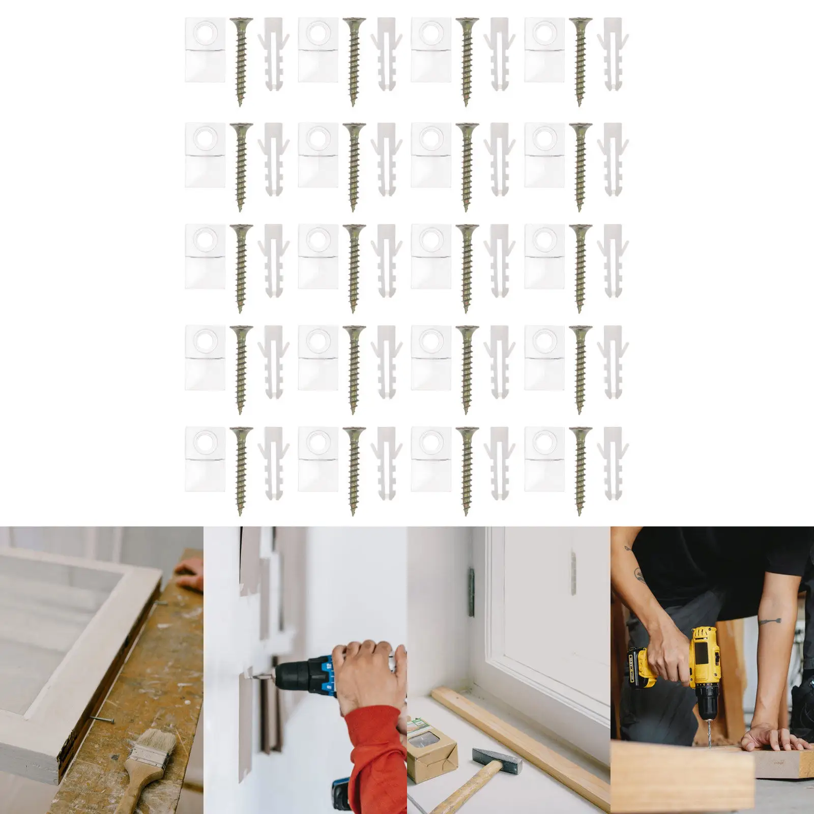 

50Sets Mirror Suspension Kit Premium Plastic Iron Rustproof Scratchproof Corrosion Resistant for Household Office Wall Mounting