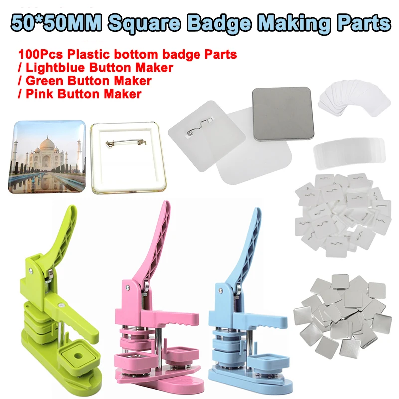 

100pcs Square DIY Blank Pin Button Badge Material Parts Making 50x50mm Badge Button Machine Punch Press Maker Supplies Art Craft