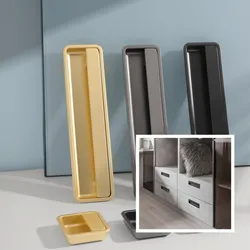 Black Aluminum Alloy Furniture Handles Embedded Concealed Door Knobs Kitchen Cabinet Handles Hidden Buckle Sliding Door Pulls