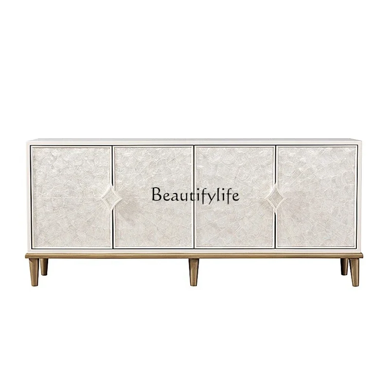 

LD33Italian modern dining side cabinet light luxury home living room partition American shell high locker solid wood