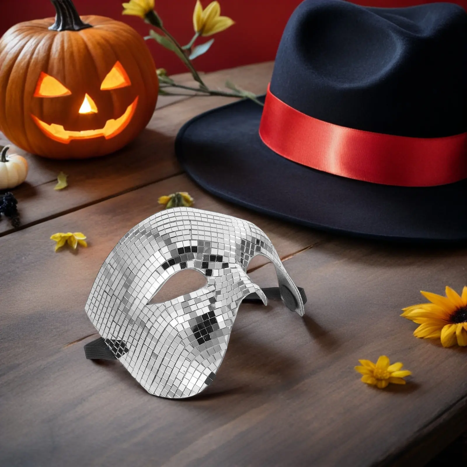 

2 шт. серебряные маски-шары с блестками, зеркальные маски для маскарада, для вечеринок, Хэллоуина, карнавала, выпускного бала, танцевальных костюмов