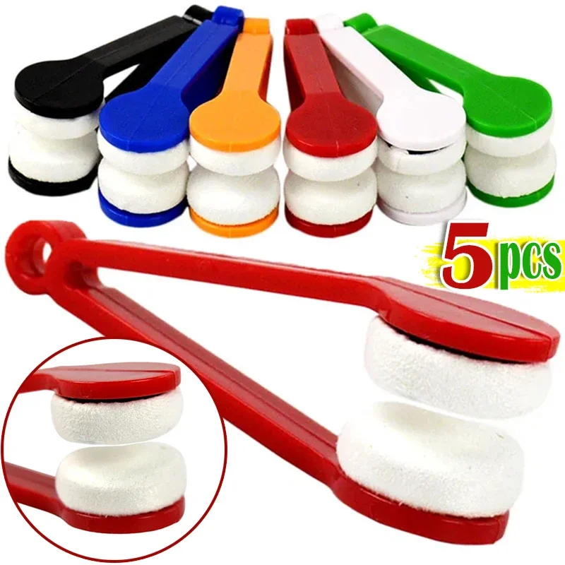 1/5Pcs Portable Glasses Brush Two-side Microfiber Spectacles Cleaner Glasses Cleaning Rub Cleaner Eyeglass Cleaner Brush Tools