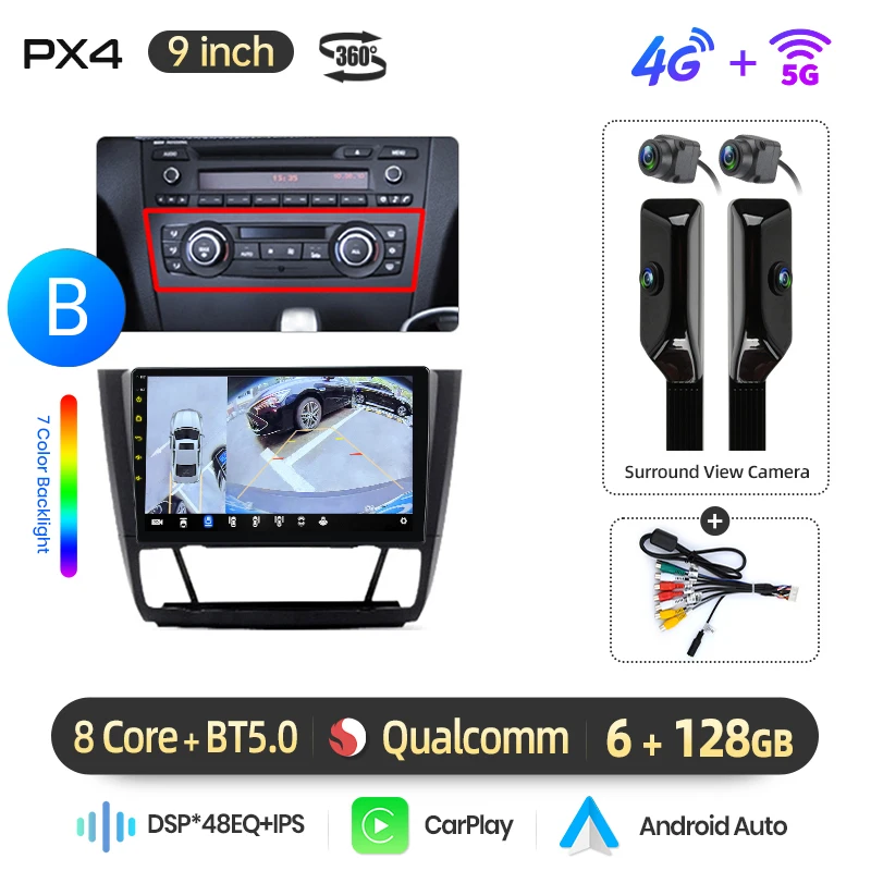 AWESAFE Draadloze CarPlay Android Auto Radio voor BMW 1-serie E87 E81 E82 E88 2004-2011 Plug & Play FM BT RDS DSP GPS Multimedia