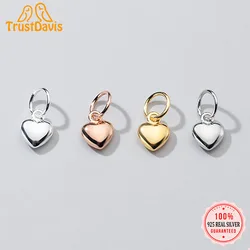 TrustDavis Real 925 Sterling Silver Personality Fashion Sweet Romantic Heart Charm Pendant Handmade DIY Accessories Jewelry DZ75