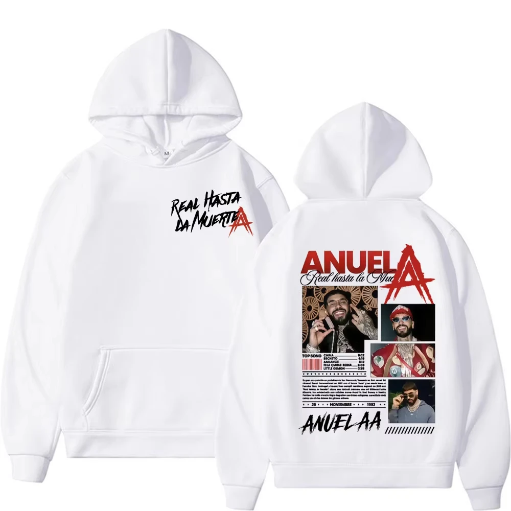 Rapper anuel aa real hasta la muerte world tour 2025 merch moletom masculino feminino moda hip hop streetwear casual hoodies outono