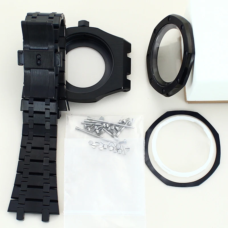 حافظة 41 ملم لساعة NH35 مودف خشب البلوط المعدل مقاومة للماء 316L حزام من الفولاذ المقاوم للصدأ زجاج الياقوت #3