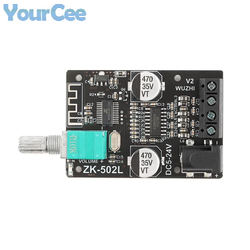 ZK-502L 50W+50W Mini Digital Power Amplifier Board Module DC 5-24V BLE5.0 Wifi Wireless Audio Stereo 50W*2 AMP Amplificador