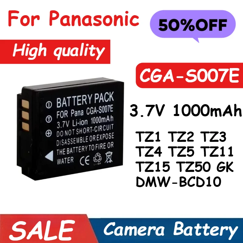 

Camera Battery 3.7V 1000mAh CGA-S007E for Panasonic DMC TZ1 TZ2 TZ3 TZ4 TZ5 TZ11 TZ15 TZ50 GK DMW-BCD10 Brand-New High Quality
