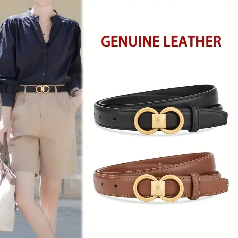 Genuine Cowhide Leather Belt for women New Versatile Decorative Suit Belt Fashionable Black Trendy Jeans Belts women