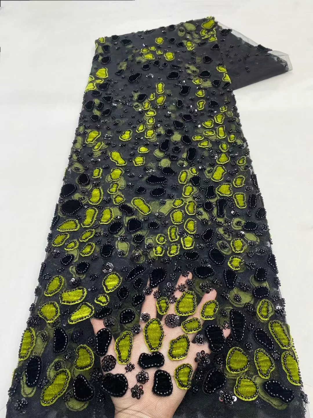 

Роскошная африканская кружевная ткань 2026 года, 5 ярдов, бархатное кружево с бисером, тюлевое кружево, вышитая нигерийская ткань для свадебных платьев