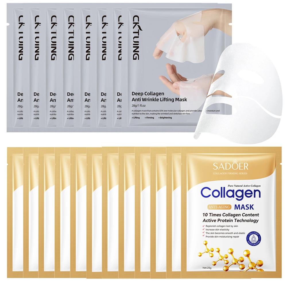 

12PCS Collagen Face Mask Deep Hydrating Moisturizing Firming Lifting Facial Masks Anti-aging Split Sheet Mask Korean Skincare