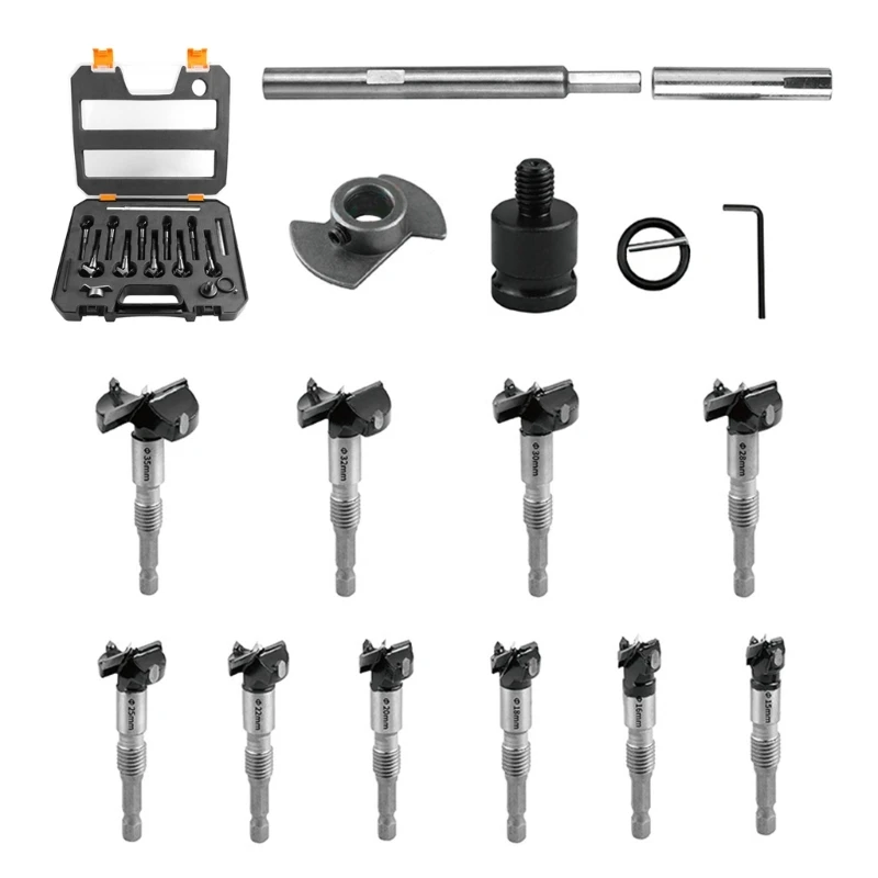 31GJ 10pcs Woodworking Drill Bit Bit Set Extension Bar Bat Bit Bint