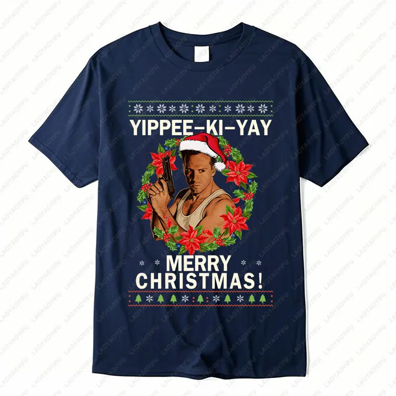 Die Hard Yippee-Ki-Yay Christmas Cotton Unisex Adult T Shirt Fun Retro Classics 80s Action Movie Xmas Streetwear Tee Ropa Hombre