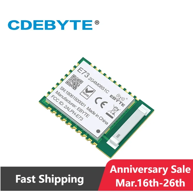nRF52840 2.4GHz BLE 4.2 5.0 Module IO Port 8dBm SMD Ceramic Antenna Module CE FCC RoHs Certificated CDEBYTE E73-2G4M08S1C