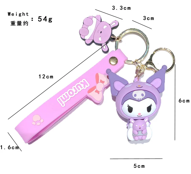 سلسلة مفاتيح كرتونية Miniso Sanrio Gemini ، دمية Kuromi My Melody Pochacco لطيف ، قلادة حقيبة ظهر