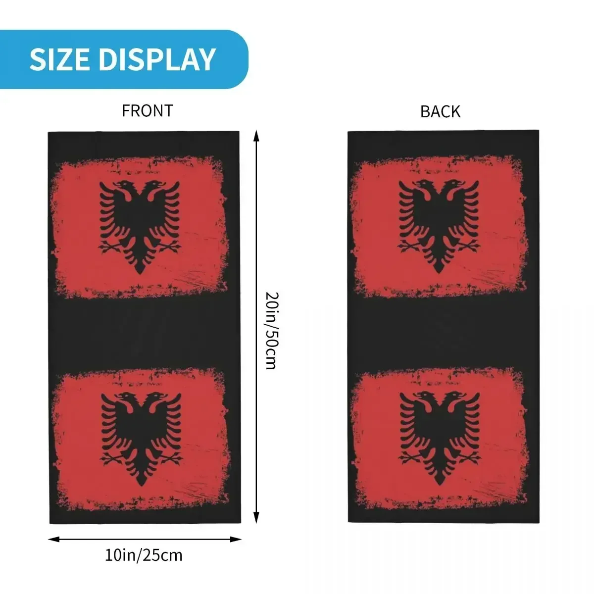 Bandana con estampado de bandera de Albania para adultos, bufanda cálida para el cuello, a prueba de viento, Unisex