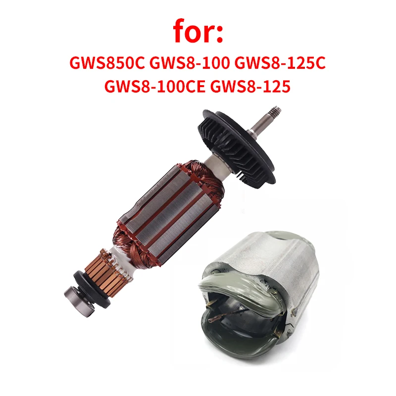 AC220-240V ротор для Bosch GWS850C GWS8-100 GWS8-125C GWS8-100CE GWS8-125 угловая шлифовальная машина арматура якорь статор запасные части