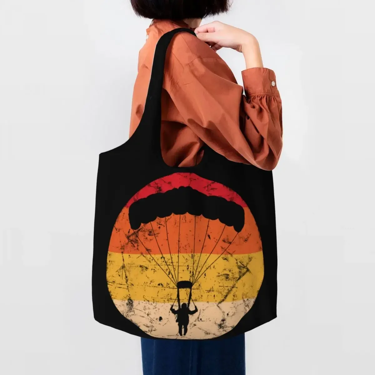 Paragliding Paraglider Canvas Shopping Bag Durable Big Capacity Groceries Parachuting Paramotor Parachute Shopper Tote Bags