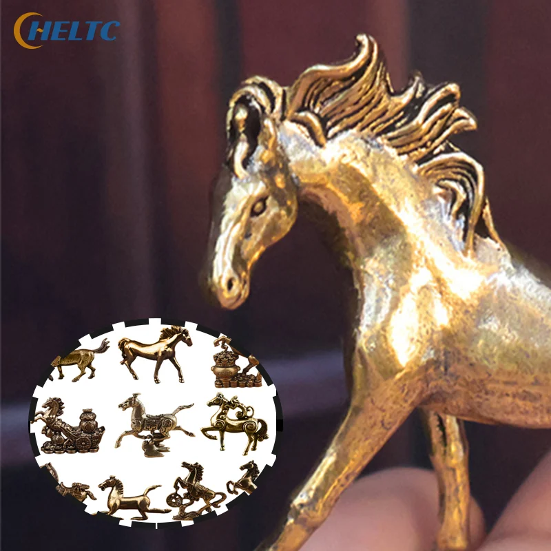 Horse Ornament Brass Horse Figurines Chinese New Year Zodiac Ornament Feng Shui Lucky Statue Home Office Desktop DecorationCraft