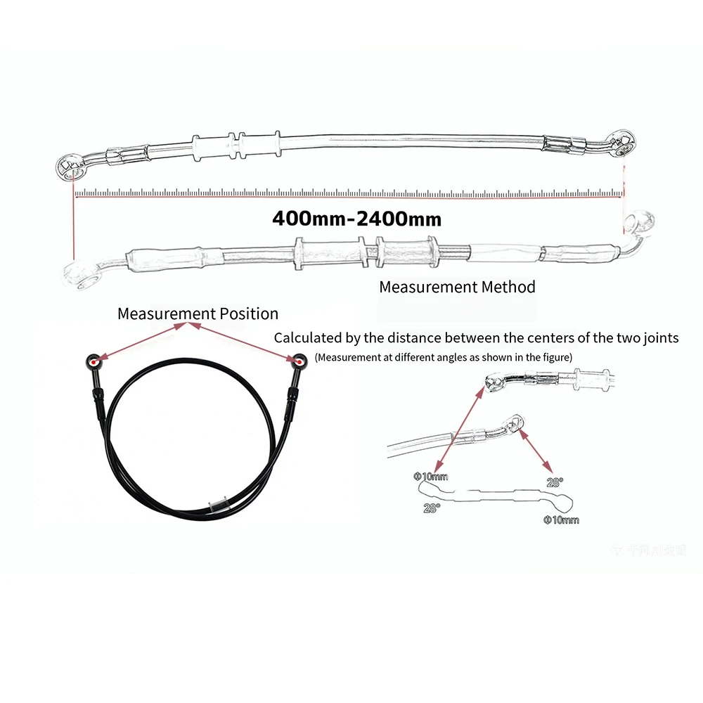 28-90 Silver AN3 Braided Brake Hose Motorcycle Hydraulic Clutch Tube 360° Rotatable 400mm-2200mm DOT Reinforced Racing Oil Pipe