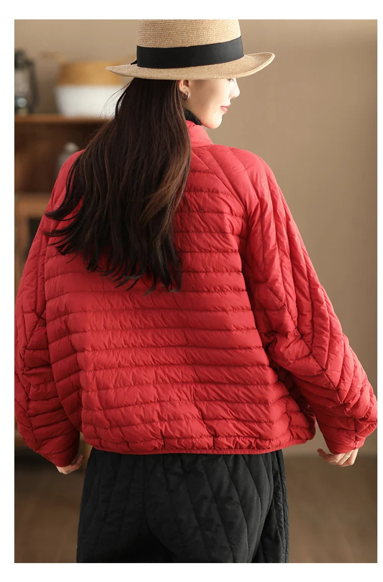Schinteon Women Ultralight White Duck Down Jacket Over Size Loose Casual Autumn Winter Outwear Vintage Coat 2026 New