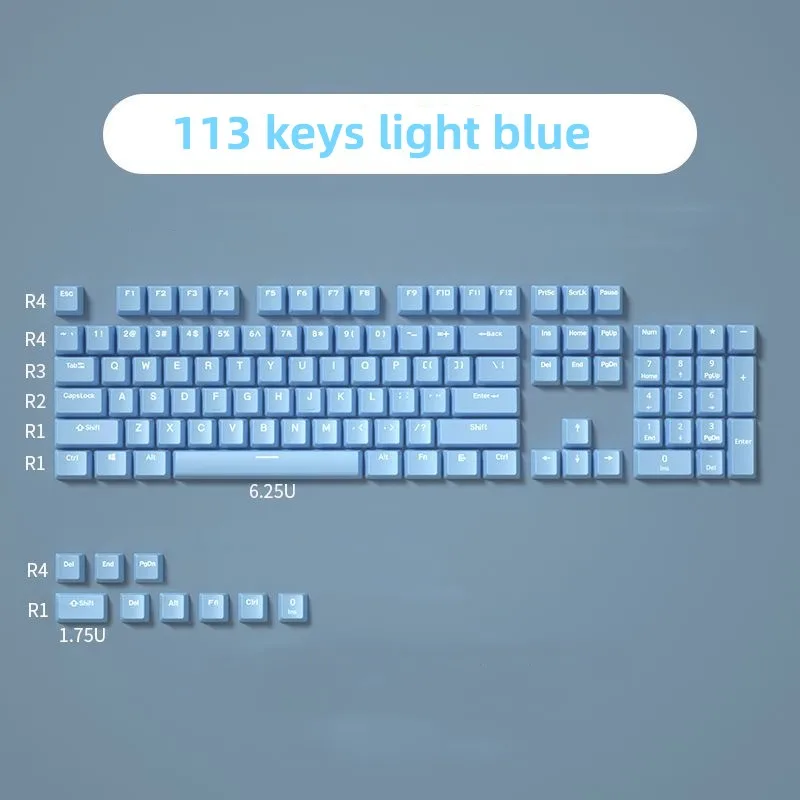 New 113 Keys Oem Backlit Keycaps Set White Blue Keycap Ergonomic Key Cap for Mx Switch Cherry Profile Gamer Mechanical Keyboard