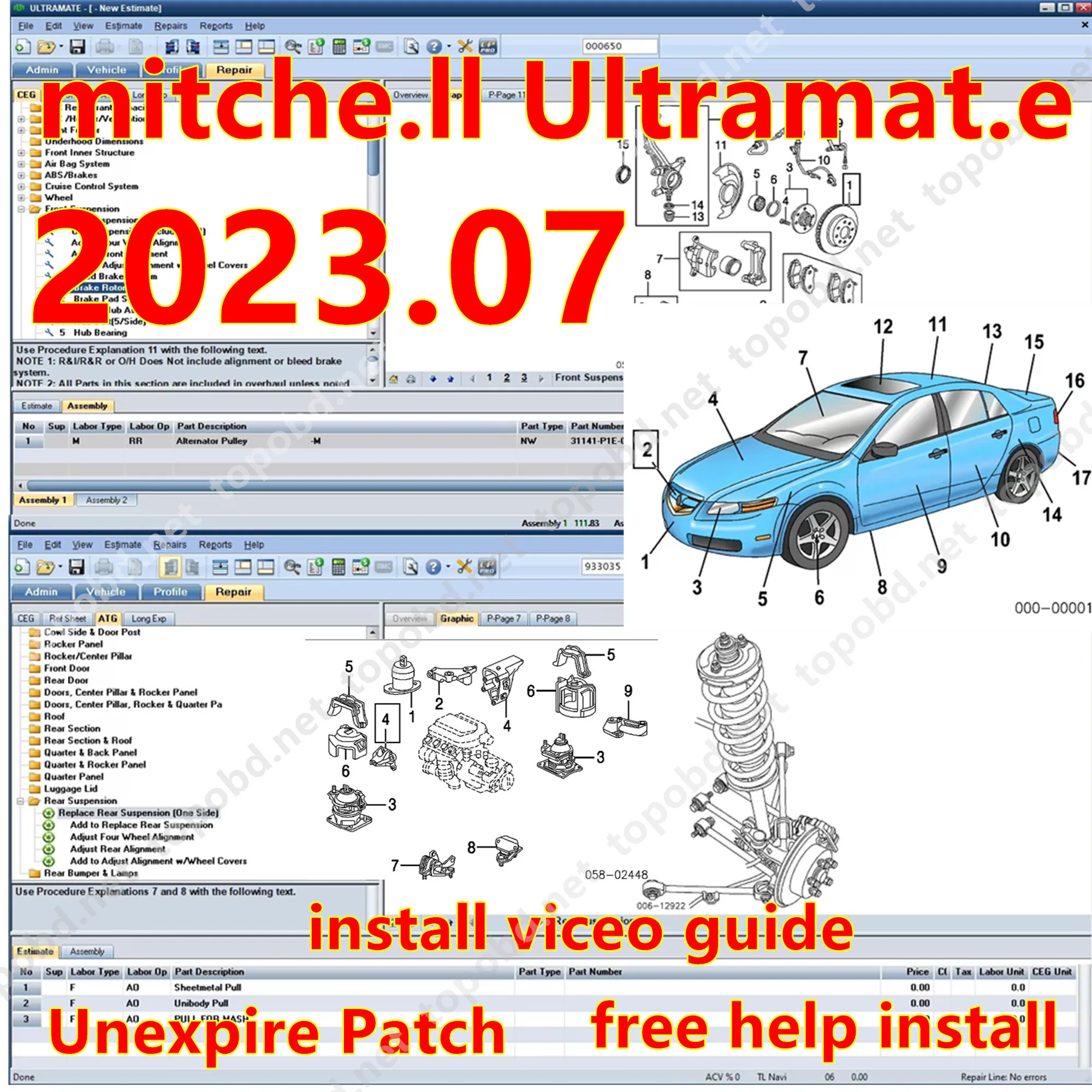 2024 Hot selling Mitchel Ultramate 2023.07 COMPLETE ADVANCED ESTIMATING SYSTEM+ Patch for Unexpire+Install Video Guide