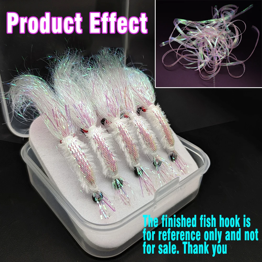 2M Ice Pearl Braidback 3/5mm Flat Diamond Braid Lace Sparkle Shrimp Backs Pearlescent Braided Fly Tying Material