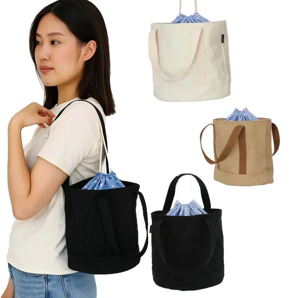 

Japanese Drawstring Thermal Insulation Bag Thickened Lunch Handbag Large Capacity Handheld Insulated Picnic Box Storage Pouch