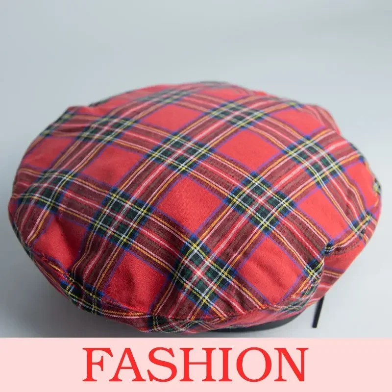 Woman\'s Winter Beret Hat Fashion Ladies Outdoor Autumn Red Painter Hat Trendy Girls Luxury Plaid Berets